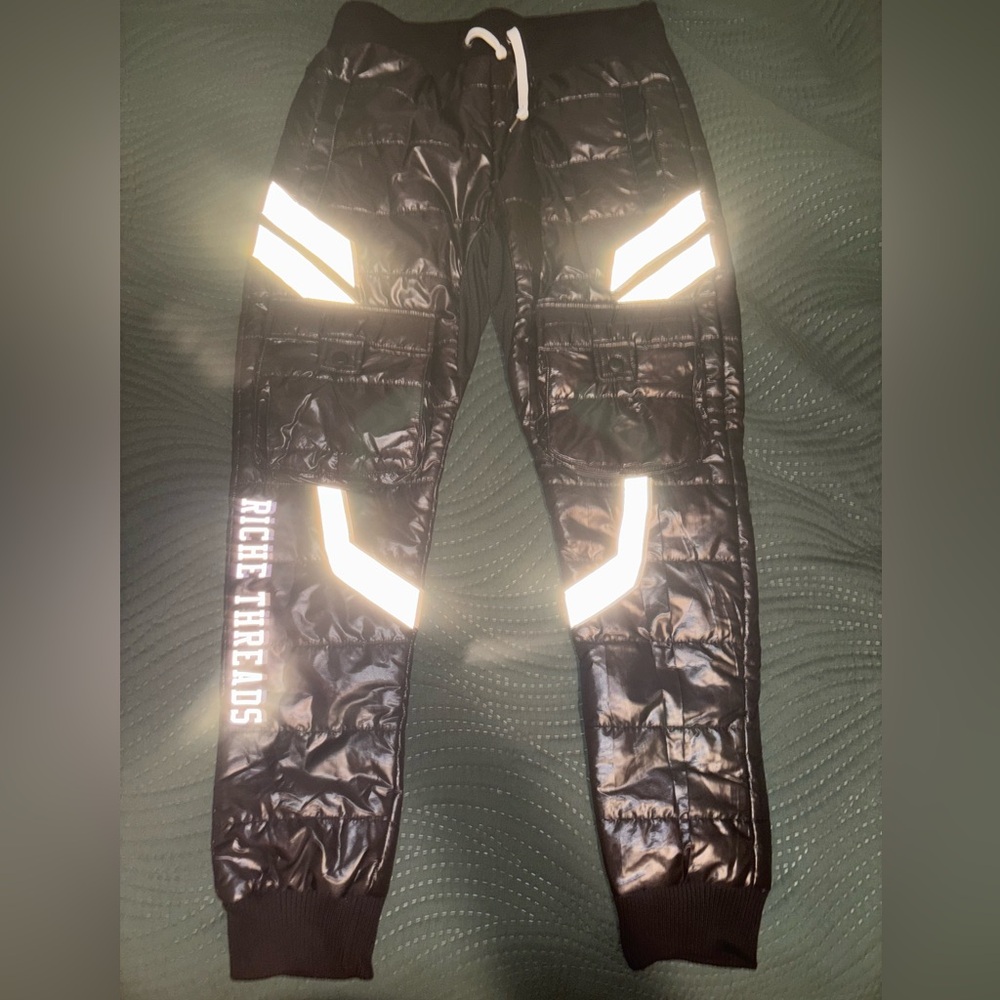 Black Riche Threads NYC Snow Puffer Cargo Pants